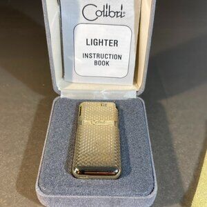 New Calibri Electro Quartz Lighter Vintage Gold Tone Metal w/ Box (408)